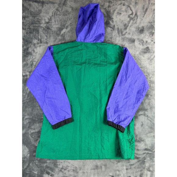 Vintage Cheetah Sport Windbreaker Pullover Jacket Small USA Green Purple Nylon - Picture 5 of 6